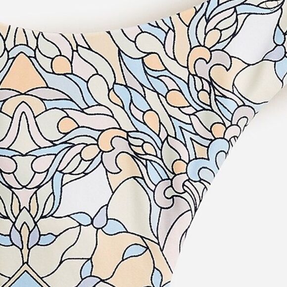 NWT J.Crew Active curved-waist cheeky bikini bottom in kaleidoscope print size S - Picture 5 of 9